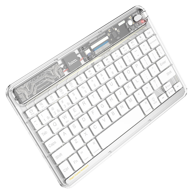 Клавіатура HOCO S55 Transparent Discovery edition wireless BT keyboard Space White (6931474778864)