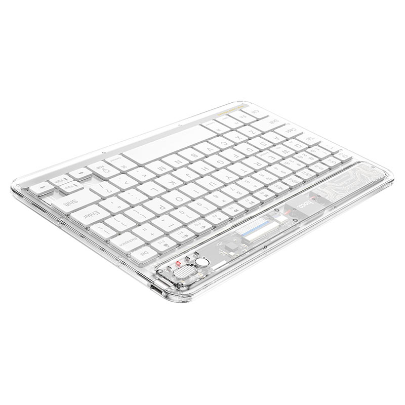 Клавіатура HOCO S55 Transparent Discovery edition wireless BT keyboard Space White (6931474778864)