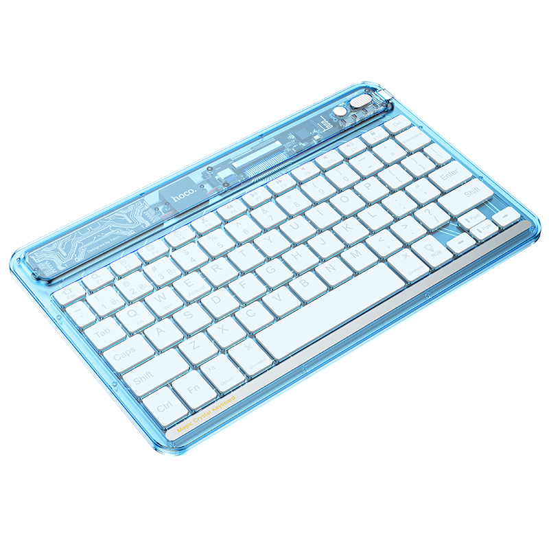 Клавіатура HOCO S55 Transparent Discovery edition wireless BT keyboard(English version) Ice Blue Mist (6931474778871)