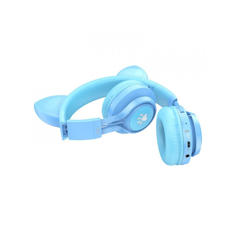 Бездротові накладні навушники HOCO W39 Cat ear kids BT headphones Blue (6931474779250)