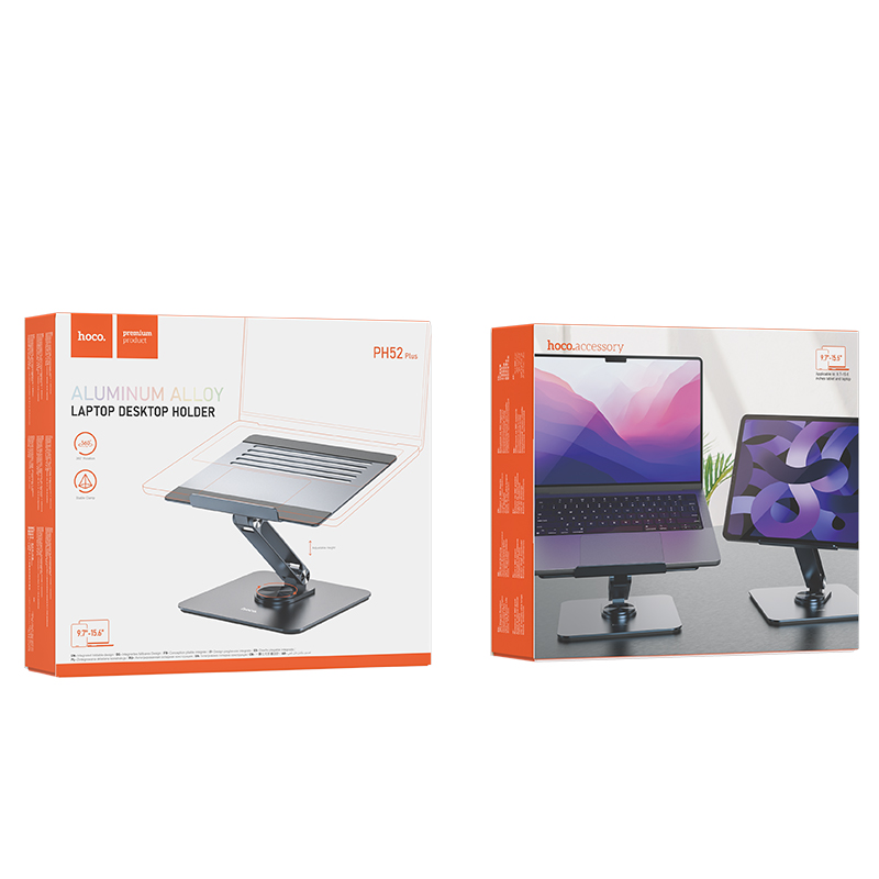 Підставка для ноутбука HOCO PH52 Plus Might metal rotating laptop holder Metal Gray (6931474788986)