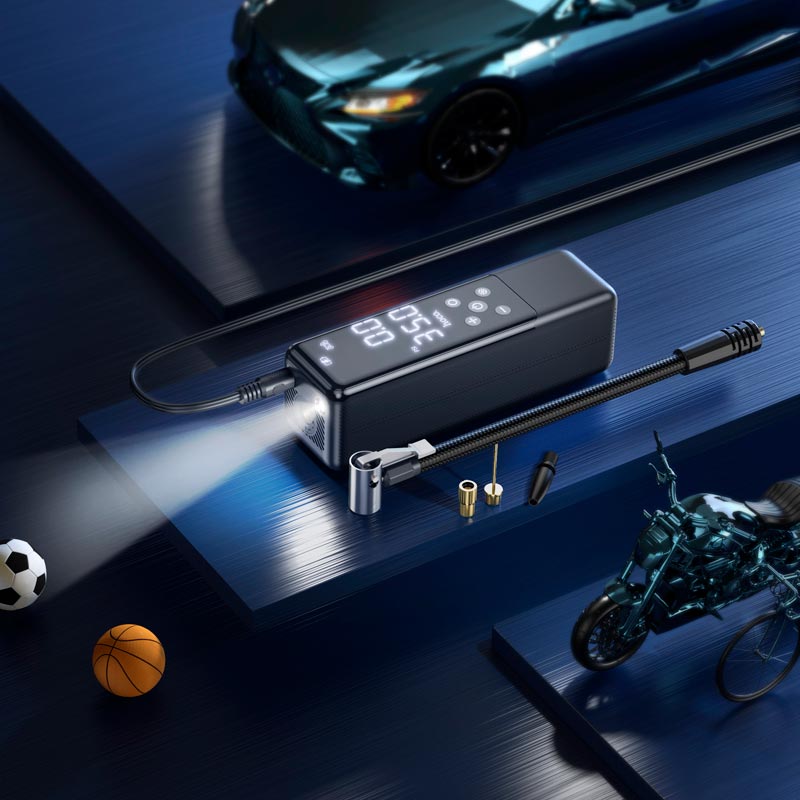 Автомобільний насос HOCO ZP5 May smart air pump Black (6931474795526)