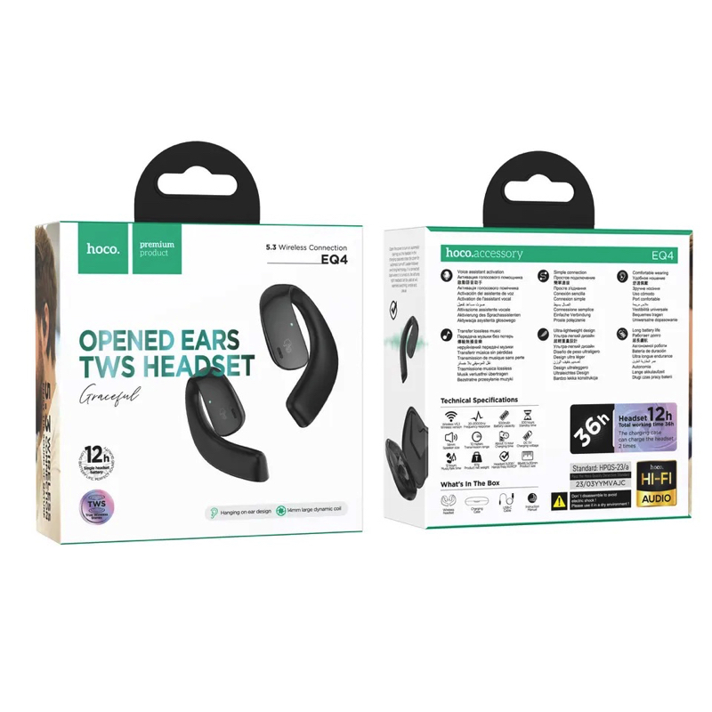 Бездротові навушники HOCO EQ4 Graceful true wireless BT headset Black (6931474798596)