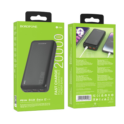 Зовнішній акумулятор BOROFONE BJ38A Power 22.5W+PD20W fully compatible power bank(20000mAh) Black (6941991105586) Зовнішній акумулятор BOROFONE BJ38A Power 22.5W+PD20W fully compatible power bank(20000mAh) Black (6941991105586)