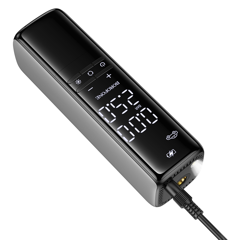 Автомобільний насос BOROFONE FC1 Flow intelligent air pump Black Gray (6941991112485)