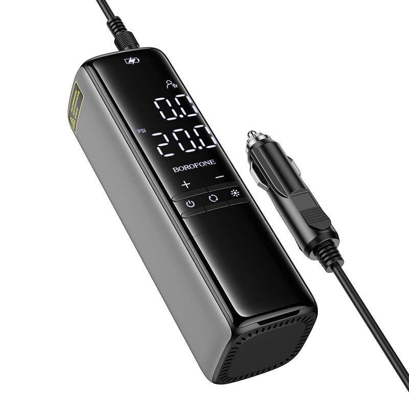 Автомобільний насос BOROFONE FC1 Flow intelligent air pump Black Gray (6941991112485)
