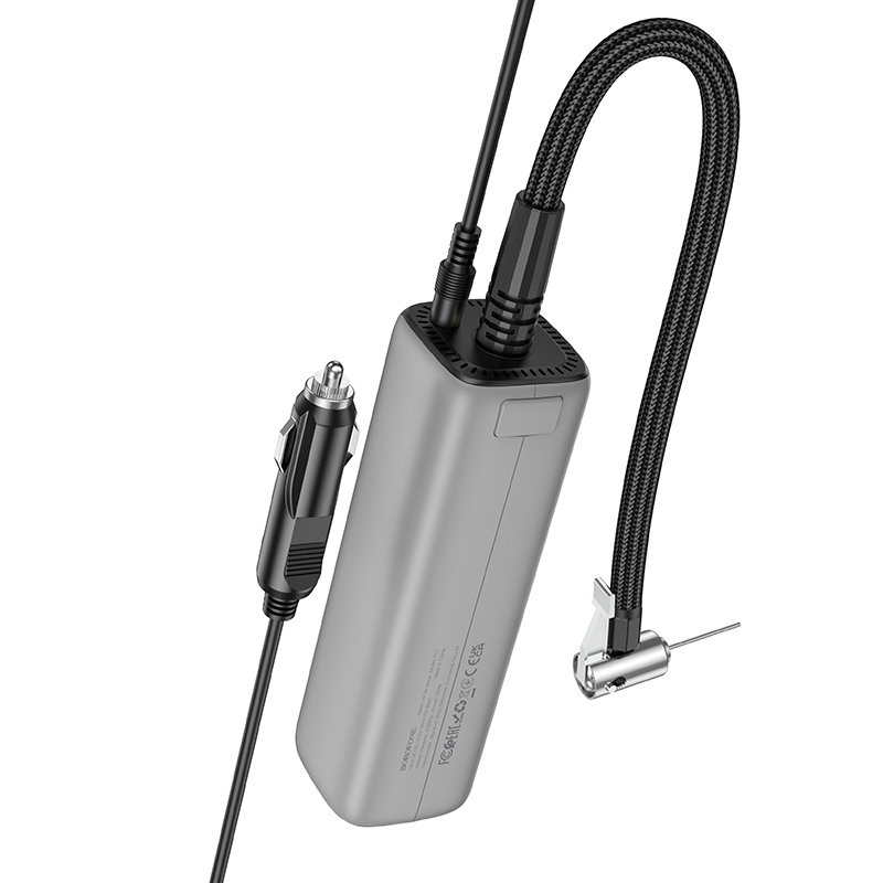 Автомобільний насос BOROFONE FC1 Flow intelligent air pump Black Gray (6941991112485)