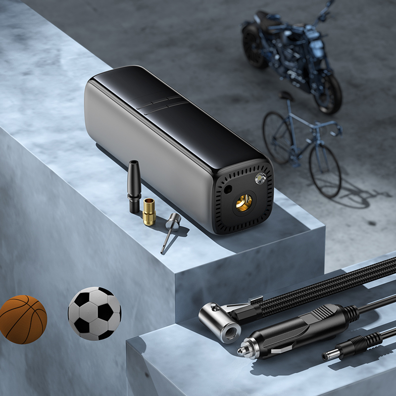 Автомобільний насос BOROFONE FC1 Flow intelligent air pump Black Gray (6941991112485)
