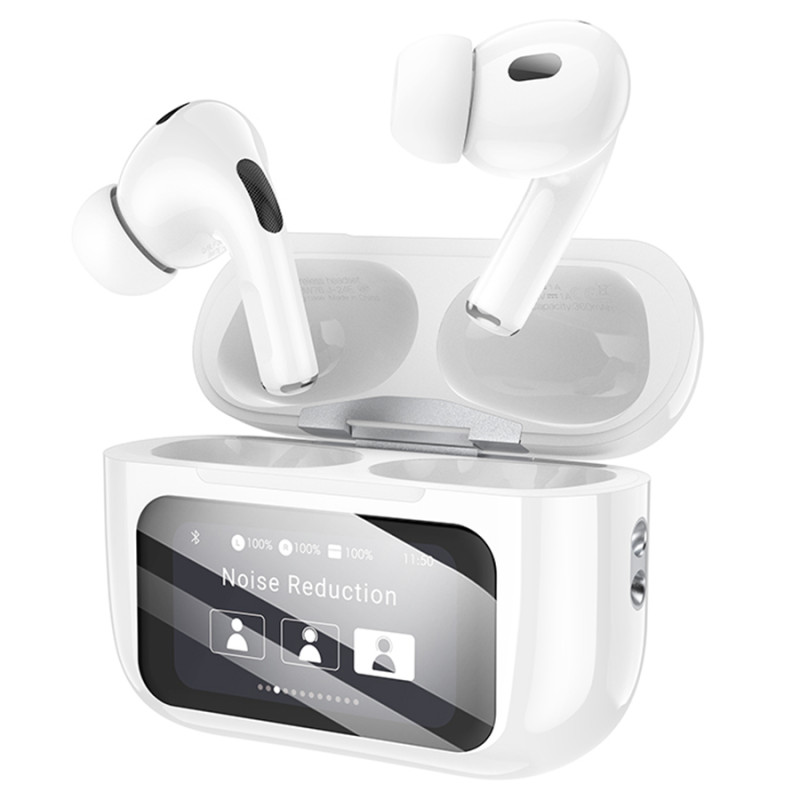 Бездротові навушники TWS BOROFONE BW76 Brocade, touch screen, ANC, Champagne White (6941991114236)