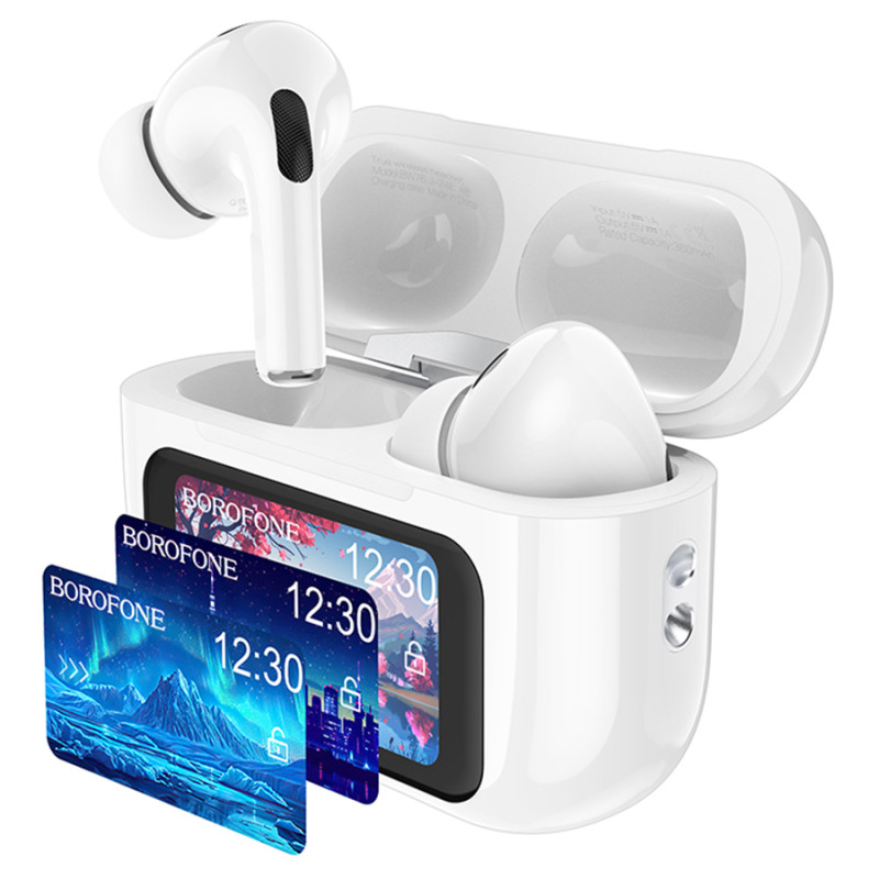 Бездротові навушники TWS BOROFONE BW76 Brocade, touch screen, ANC, Champagne White (6941991114236)