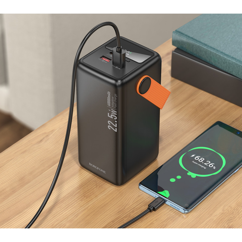 Зовнішній акумулятор BOROFONE BJ66B Magnifico 22.5W+PD20W fully compatible power bank (60000mAh) Black (6941991115165)