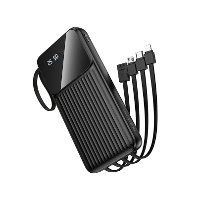 Зовнішній акумулятор BOROFONE BJ76 Smart power bank with 4 cables(10000mAh) Black (6941991120046)