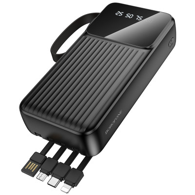 Зовнішній акумулятор BOROFONE BJ76A Smart power bank with 4 cables(20000mAh) Black (6941991120053) Зовнішній акумулятор BOROFONE BJ76A Smart power bank with 4 cables(20000mAh) Black (6941991120053)