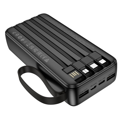 Зовнішній акумулятор BOROFONE BJ76A Smart power bank with 4 cables(20000mAh) Black (6941991120053) Зовнішній акумулятор BOROFONE BJ76A Smart power bank with 4 cables(20000mAh) Black (6941991120053)