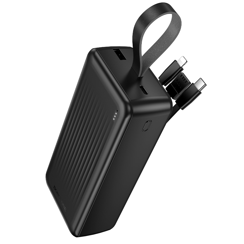 Зовнішній акумулятор BOROFONE BJ79B Clever power bank with 3 cables(30000mAh) Black (6941991121579)