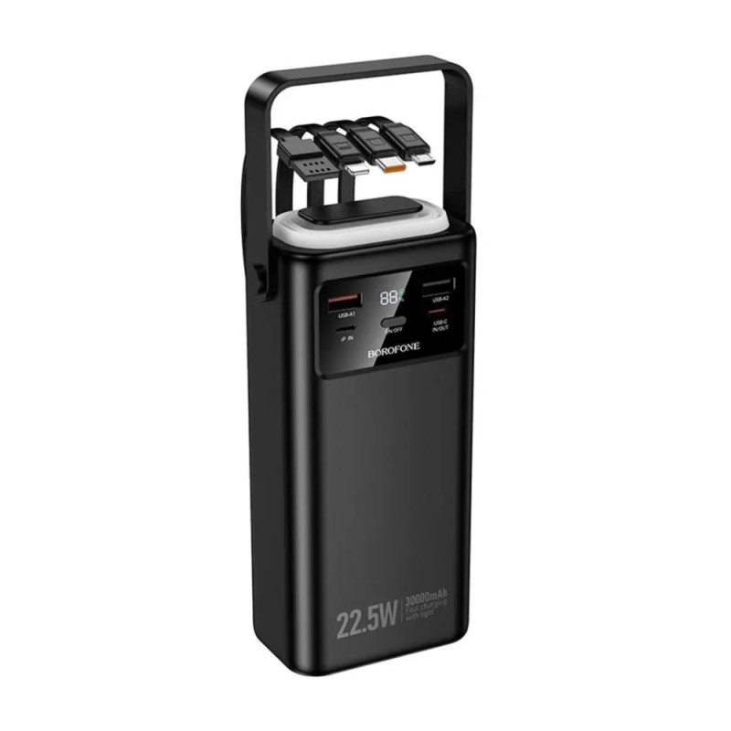 Зовнішній акумулятор BOROFONE BJ65 High 22.5W+PD20W+four-cables power bank(30000mAh) Black (6941991122033)