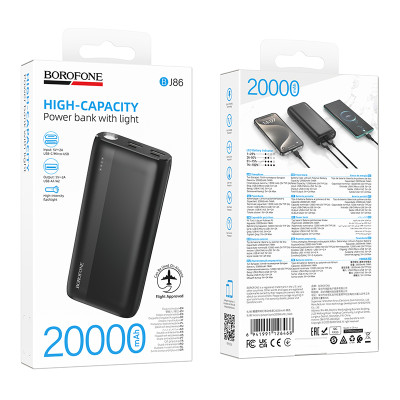 Зовнішній акумулятор BOROFONE BJ86 Victoria power bank(20000mAh) Black (6941991126468) Зовнішній акумулятор BOROFONE BJ86 Victoria power bank(20000mAh) Black (6941991126468)