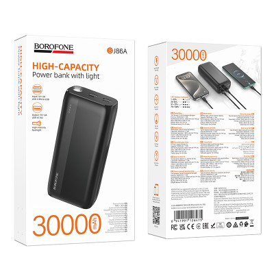 Зовнішній акумулятор BOROFONE BJ86A Victoria power bank(30000mAh) Black (6941991126475)