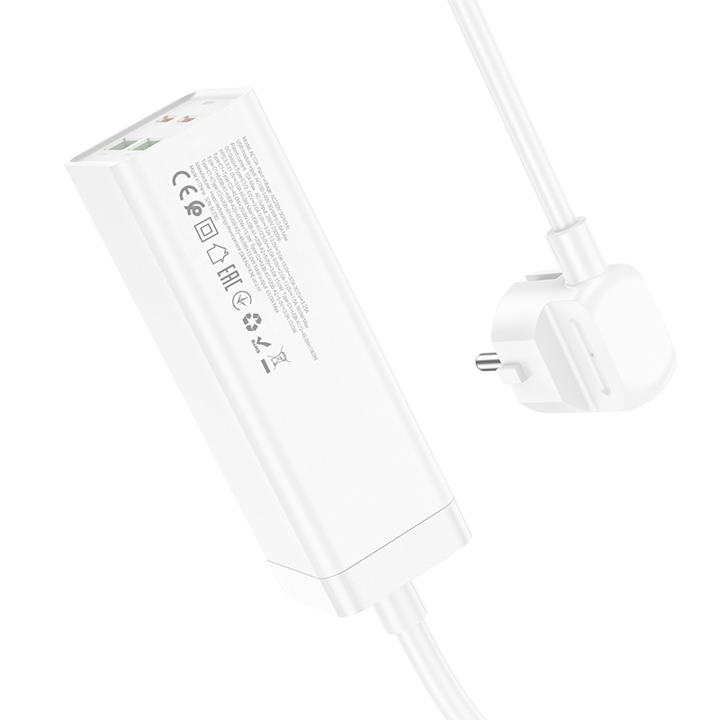 Мережевий подовжувач HOCO AC10A Barry PD65W GaN (2C2A with 1 socket) desktop charger White (6942007601689)