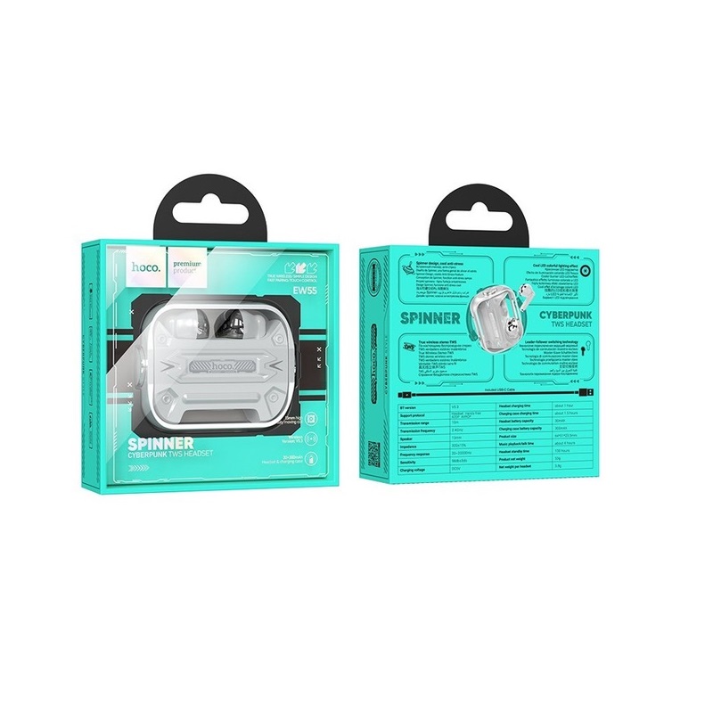 Навушники HOCO EW55 Trendy true wireless BT gaming headset Silver (6942007605229)