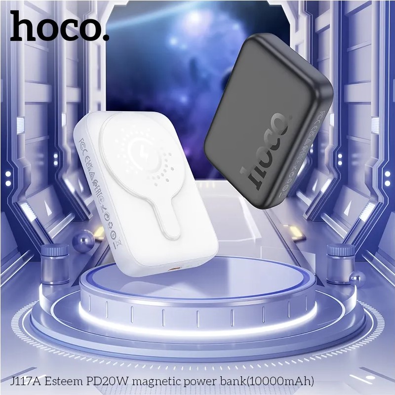Зовнішній акумулятор HOCO J117A Esteem PD20W magnetic power bank(10000mAh) White (6942007605830)