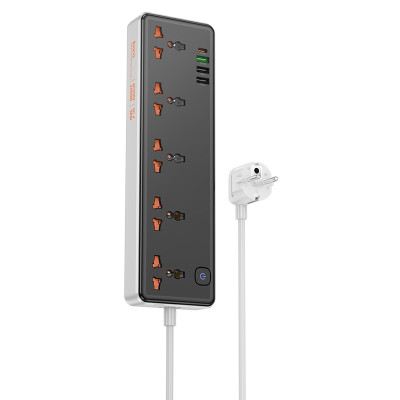 Мережевий подовжувач HOCO AC14A Rico 5-position socket(PD30W/1C3A) Black (6942007607179)
