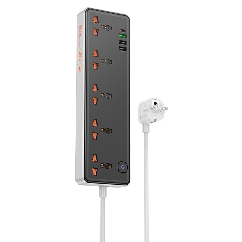 Мережевий подовжувач HOCO AC14A Rico 5-position socket(PD30W/1C3A) Black (6942007607179)