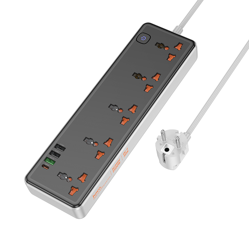 Мережевий подовжувач HOCO AC14A Rico 5-position socket(PD30W/1C3A) Black (6942007607179)