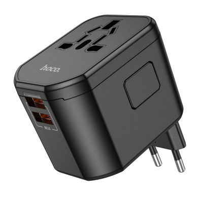 Універсальний зарядний пристрій HOCO AC15 Walker three-port PD20W(1C2A) universal conversion charger Black (6942007607773)