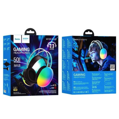 Бездротові накладні навушники HOCO W109 Plus Rich USB7.1 channel gaming headphones Black (6942007609029)