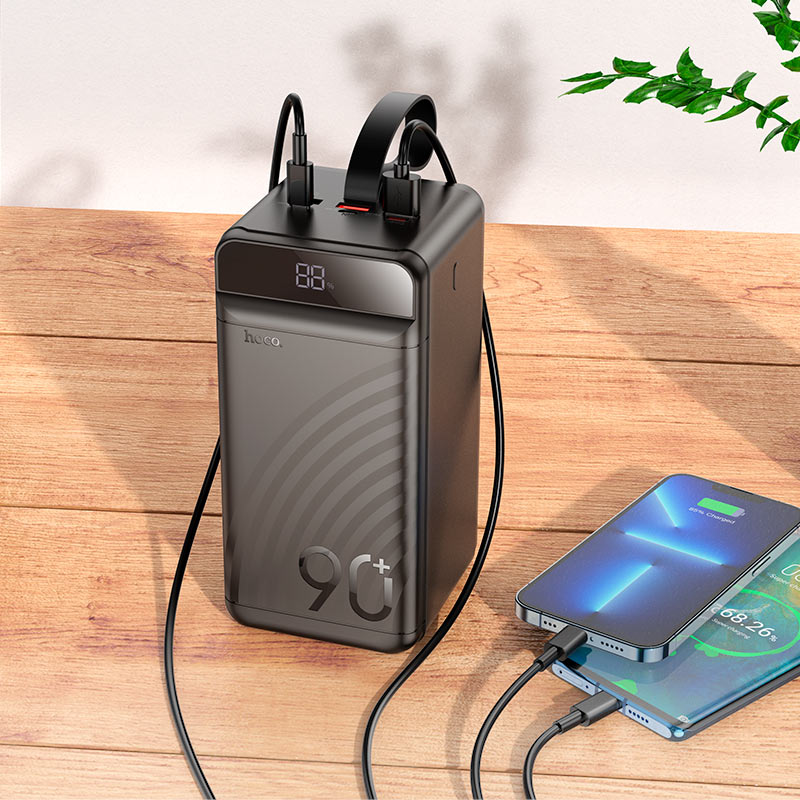 Зовнішній акумулятор HOCO J123D Element 22.5W+PD20W fully compatible power bank with digital display(90000mAh) Black (6942007612104)