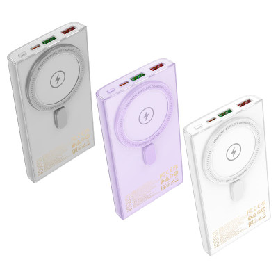 Зовнішній акумулятор HOCO Q22 Taurus 22.5W+PD20W magnetic fully compatible power bank with digital display(10000mAh) Purple (6942007612166)