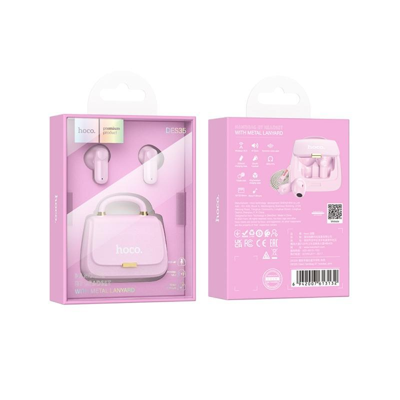 Бездротові навушники HOCO DES35 Dawn handbag BT headset Pink (6942007613132)