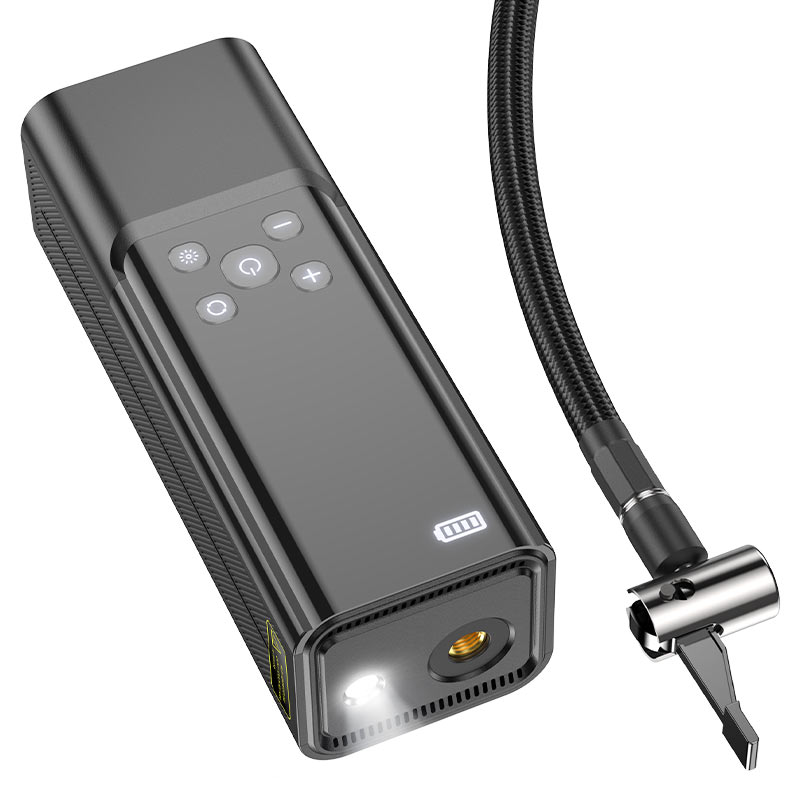 Автомобільний насос HOCO ZP7 Maddy portable smart air pump(5000mAh) Black (6942007614511)