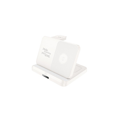 Бездротовий зарядний пристрій HOCO CQ7 Pass folding 3-in-1 wireless fast charger(iWatch+SAM) Milky White (6942007617161)