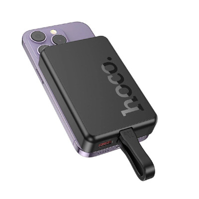 Зовнішній акумулятор HOCO Q24 Elegant 22.5W+PD20W fully compatible power bank with cable and magnetic fast charging(10000mAh) Black (6942007623438)