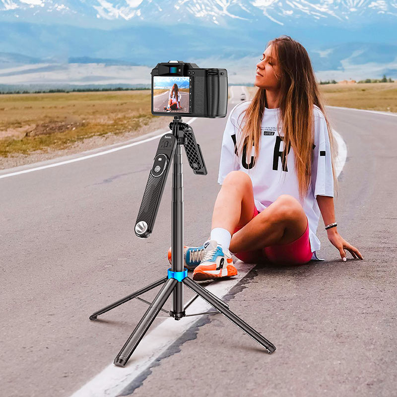 Селфі-монопод HOCO K22 Handy aluminum alloy anti-shake live broadcast holder Black (6942007623506)