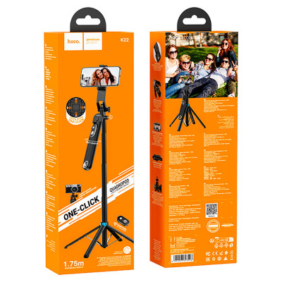 Селфі-трипод HOCO K22 Handy aluminum alloy anti-shake live broadcast holder (175cm) Black (6942007623506) Селфі-трипод HOCO K22 Handy aluminum alloy anti-shake live broadcast holder (175cm) Black (6942007623506)