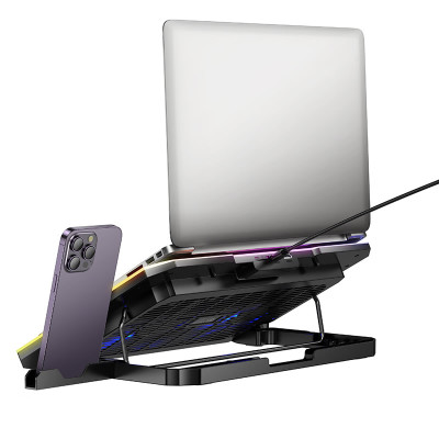 Підставка для ноутбука HOCO DH19 Cool RGB notebook cooling stand Black (6942007624824) Підставка для ноутбука HOCO DH19 Cool RGB notebook cooling stand Black (6942007624824)