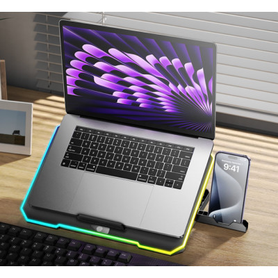 Підставка для ноутбука HOCO DH19 Cool RGB notebook cooling stand Black (6942007624824) Підставка для ноутбука HOCO DH19 Cool RGB notebook cooling stand Black (6942007624824)