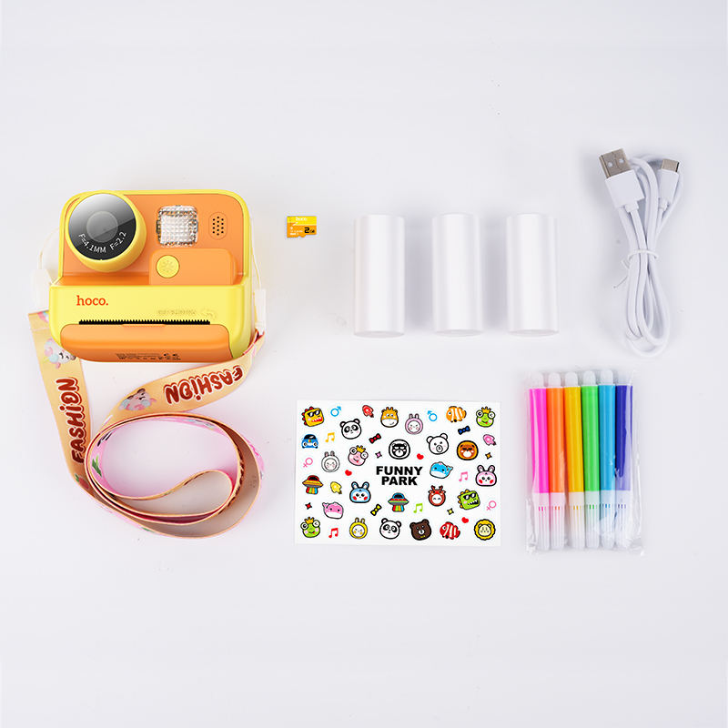 Камера для дітей HOCO DV200 800 mAh Dual lens children printing camera Yellow (6942007628402)