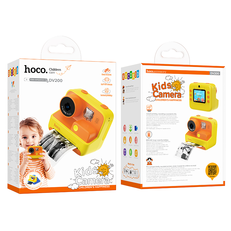 Камера для дітей HOCO DV200 800 mAh Dual lens children printing camera Yellow (6942007628402)