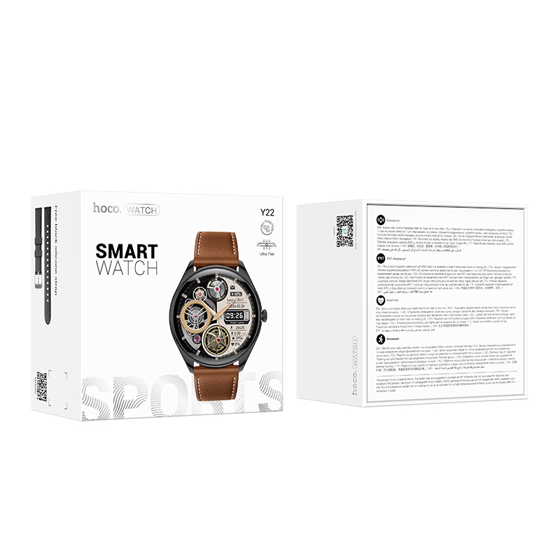 Смарт-годинник HOCO Y22 AMOLED 36mm. 200 mAh. IP67  Black (6942007628983)