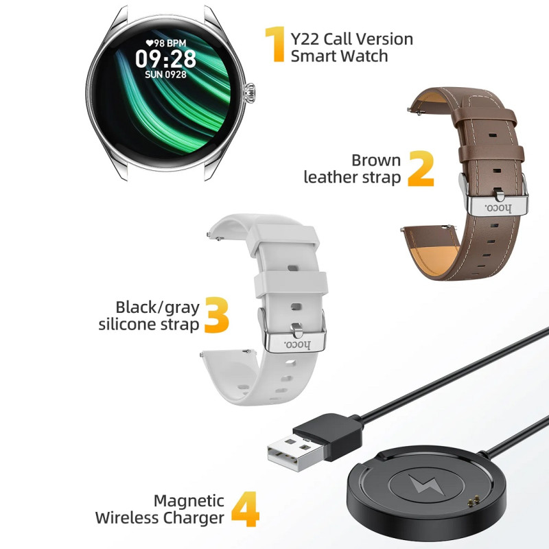 Смарт-годинник HOCO Y22 AMOLED 36mm. 200 mAh. IP67  Black (6942007628983)