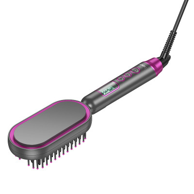 Гребінець для випрямлення волосся з цифровим дисплеєм HOCO HP44 Electric straightening hair comb with digital display(EU) Rose red (6942007631662)