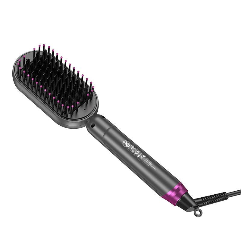 Гребінець для випрямлення волосся з цифровим дисплеєм HOCO HP44 Electric straightening hair comb with digital display(EU) Rose red (6942007631662)