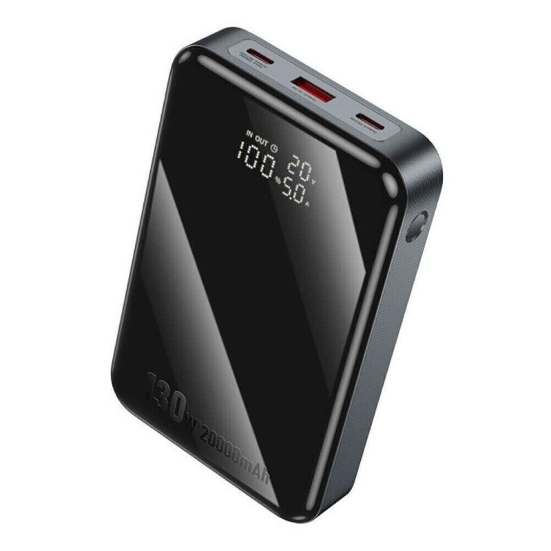 Зовнішній акумулятор HOCO Q30A Fast charge 130W power bank(20000mAh) Metal Gray (6942007634069)