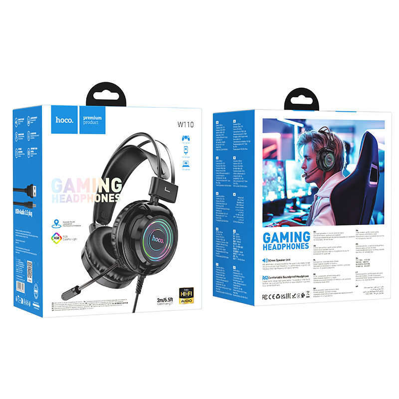 Навушники ігрові HOCO W110 Resource gaming headphones Black (6942007634281)