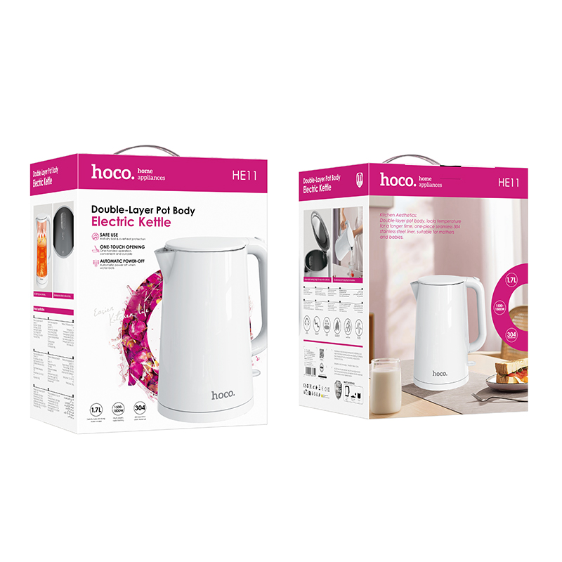 Електрочайник HOCO HE11 1.7L electric kettle (EU) White (6942007638159)