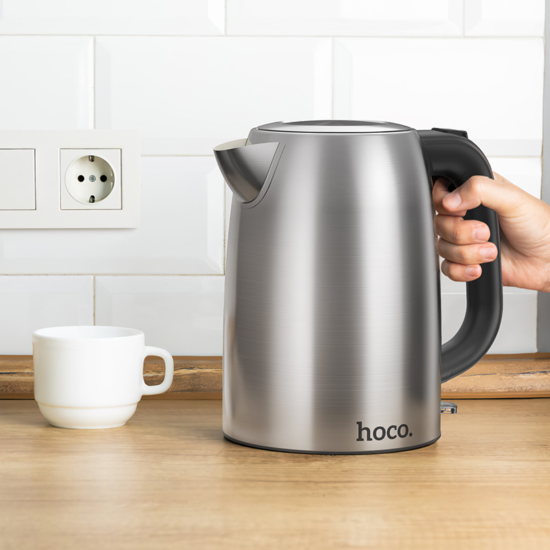 Електрочайник HOCO HE12 1.7L stainless steel electric kettle (EU) Stainless Steel (6942007638166)